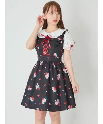 Ank Rouge strawberryrose 스핀들 퍼프 원피스
