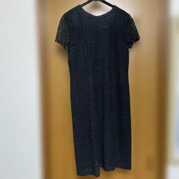 레이스 소매 블랙 무릎 기장 원피스 슬립 세트
