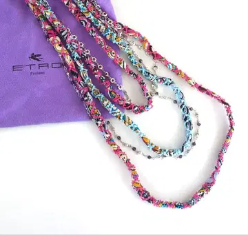 ETRO 멀티 컬러 5연 롱 목걸이