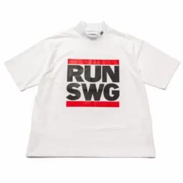 RUN SWG MOCK NECK TEE, WHITE