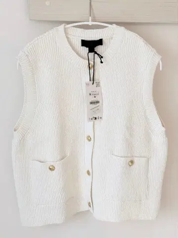 ZARA 니트 베스트 화이트 M