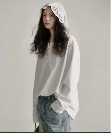 레이스 후드 롱 슬리브 풀오버