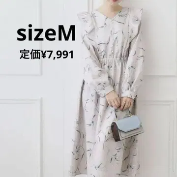택 포함 새상품 기모 코르 플라워 프린트 원피스/쿠튀르 브로치