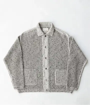 YOKE MESH KNITTED BUTTONED CARDIGAN