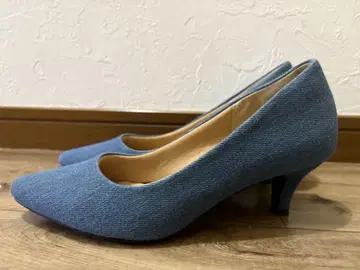 데님 블루 하이힐 펌프스 약 5cm