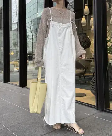 DouDou 밑단 프린지 데님 점프스커트