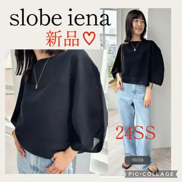 새상품 slobe iena 크롭 시어 니트 네이비