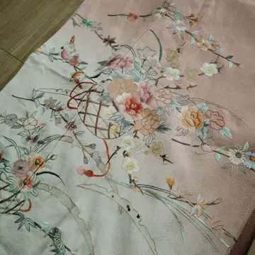 호몬기 꽃무늬 자수 라이트 핑크