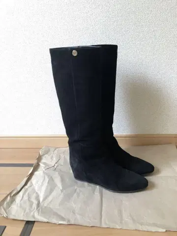 지미추 롱 부츠 블랙 스웨이드