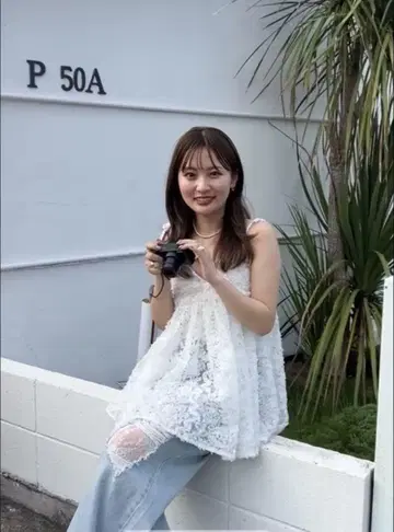 카스타네 웨이브 자수 튤 튜닉 화이트