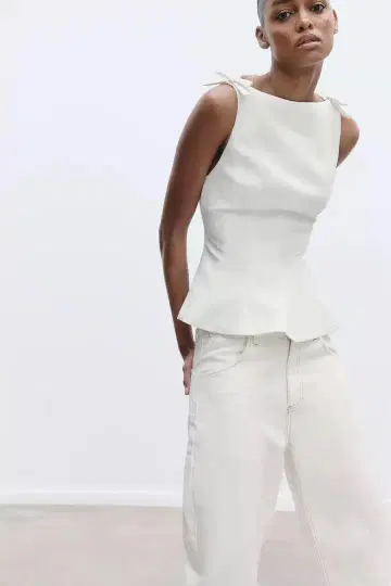 ZARA 리본 페플럼 상의