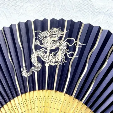 교토 백죽당 용 그림체 부채 남성용 새상품 케이스 포함