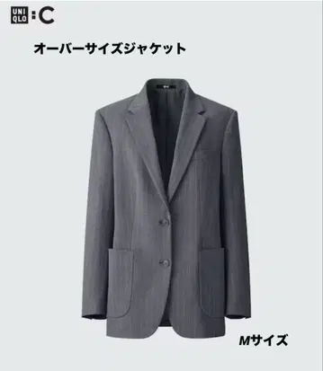 UNIQLO:C 스트라이프 오버 사이즈 자켓 M 그레이 스트라이프