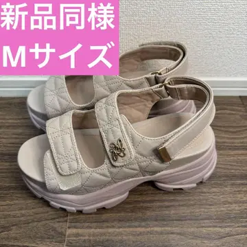 RANDA 몬스터 파츠 퀼팅 통굽 샌들 베이지