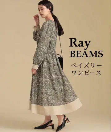 컨디션 최상 Ray BEAMS 레이빔즈 요크 턱 페이즐리 무늬 롱 원피스