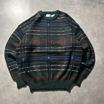 VAN HEUSEN 빈티지 아가일 체크 니트 스웨터