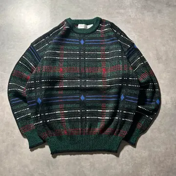 VAN HEUSEN 빈티지 아가일 체크 니트 스웨터