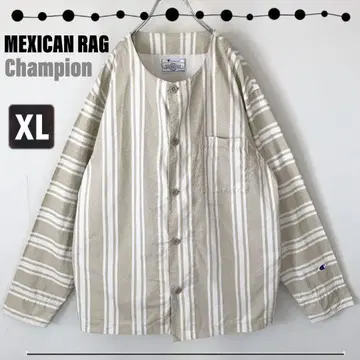 챔피온 멕시칸 러그 패턴 라운드 칼라 셔츠 기모 코튼 비에라 XL