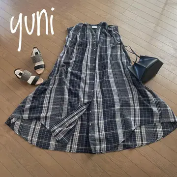 yuni 슬리브리스 셔츠 원피스 네이비