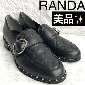 로퍼 여성용 23.5 블랙 RANDA 퀼팅 비쥬