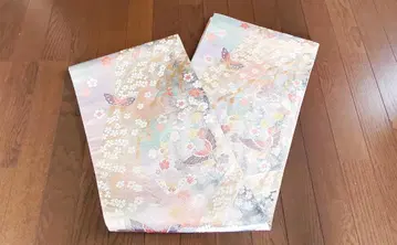 후쿠로 오비 꽃과 나비 금실 육통 무늬