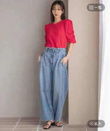 롤리스 이지 배럴 데님 팬츠 블루 L