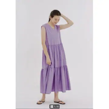 yori V넥 티어드 티셔츠 원피스