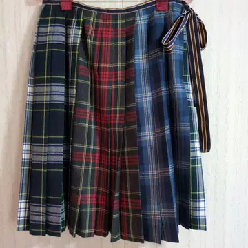 멀티 타탄 체크 플리츠 스커트