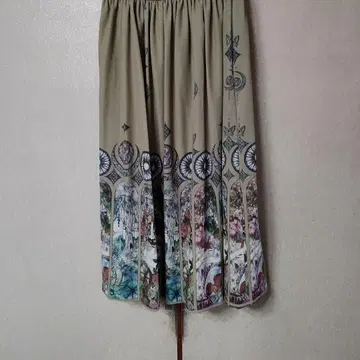 스칼라 플레어 스커트 꽃무늬 베이지
