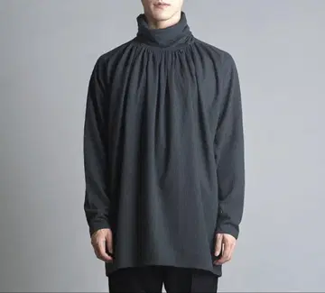 [ NO ID. ] 랜덤 골지 터틀넥 롱 T셔츠 그레이