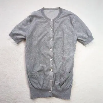 sacai 사카이 반팔 가디건 그레이 레이스 실크 M