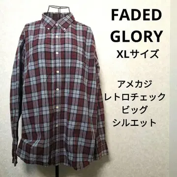 FADED GLORY 체크 XL 레드 x 그레이 캐주얼 아메카지