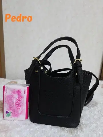 새상품급 Pedro 2Way 숄더백 핸드백 BK 주름 가죽