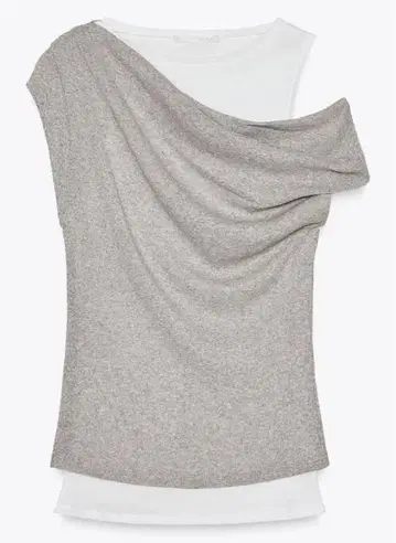 zara 더블 비대칭 T셔츠 그레이마르 S