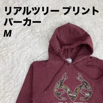 후드티 후드 리얼트리 us 구제 의류 버건디 M 사이즈 남성용 남녀 공용