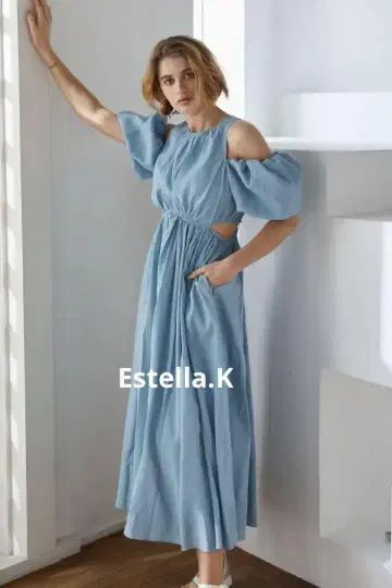 Estella.K Rosie Cutout Long Dress -SAX-