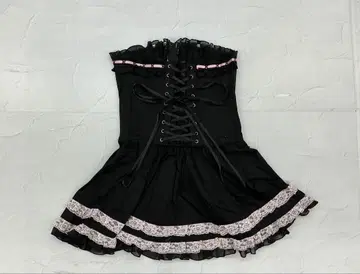 G483 택 포함 새상품 바디라인 코르셋 뷔스티에 레이스업 핑크 블랙