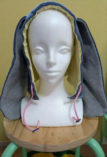 혼와카 엔젤 블루 토끼 귀 후드 모자 리메이크