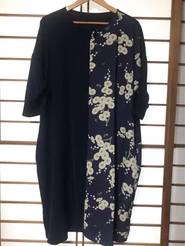 후리후 오요메 코우메 절개 원피스 네이비