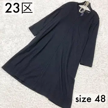 빅 사이즈 48 23구 울 롱 원피스 긴팔 플레어 다크 네이비