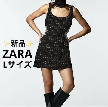 [ 새상품 ] ZARA 펄 비즈 원피스 트위드