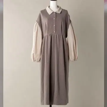 moi tytto 이소재 배색 원피스 [ 볼륨 소매 ]