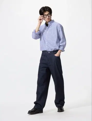 [ UNIQLO ] 와이드 스트레이트 청바지 인디고 블루 27