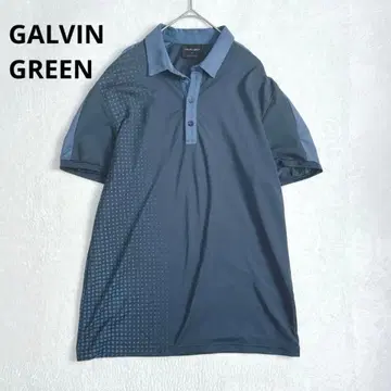 GALVIN GREEN 골프 피케 셔츠 S 흡한속건 스트레치 네이비