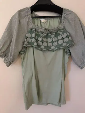 핑크하우스 체리 레이스 깅엄 티셔츠