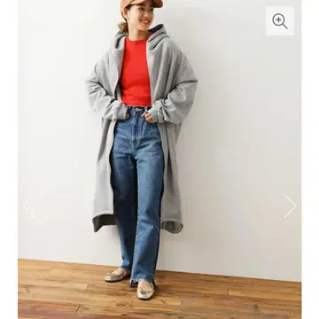 로데오 크라운 쭈리 롱 후디 코트 그레이