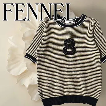 새상품급 FENNEL 스콧 클럽 보더 반팔 니트