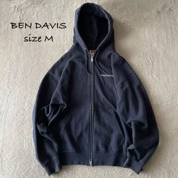 새상품급 BEN DAVIS 자수 로고 맨투맨 지퍼 후드티 네이비 M