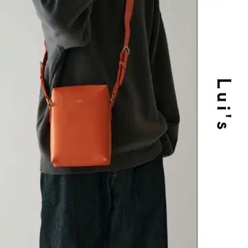 Lui's 스플릿 레더 파우치 숄더백 오렌지 사코슈