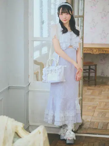 Ank Rouge 프릴 모노그램 롱 원피스